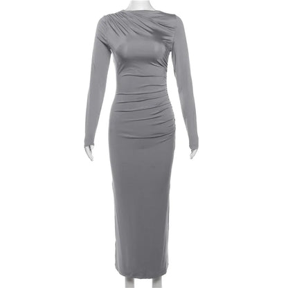 Amelia Elegant Ruched Long Bodycon Dress|Sprint Moda - Sprint Moda