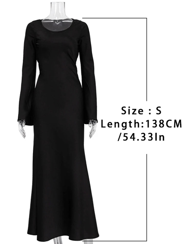 The Black Satin Maxi Dress | Sprint Moda - Sprint Moda