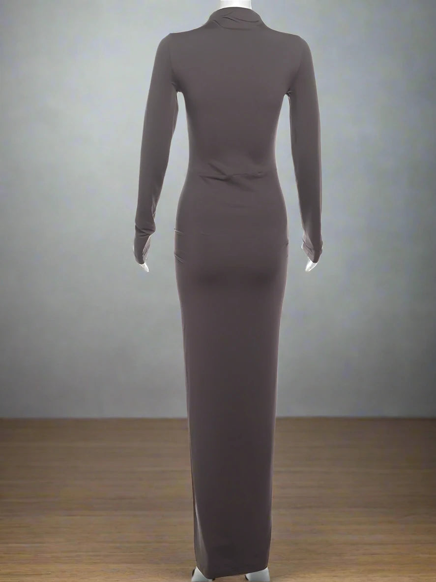 Elegant Autumn Maxi Body|Shaping, Long Sleeve Dress|Sprint Moda - Sprint Moda