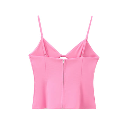 Women's Cut-Out Bow |Stretch V-Neck Top|Sprint Moda - Sprint Moda