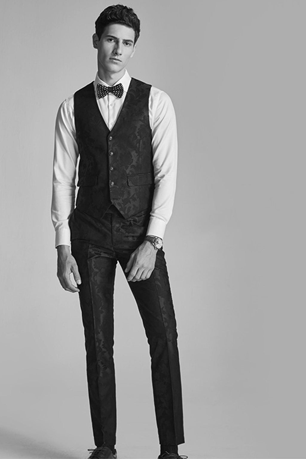 Jacquard Slim Fit Wedding Business 3 Piece Suit Blazer Vest Trousers