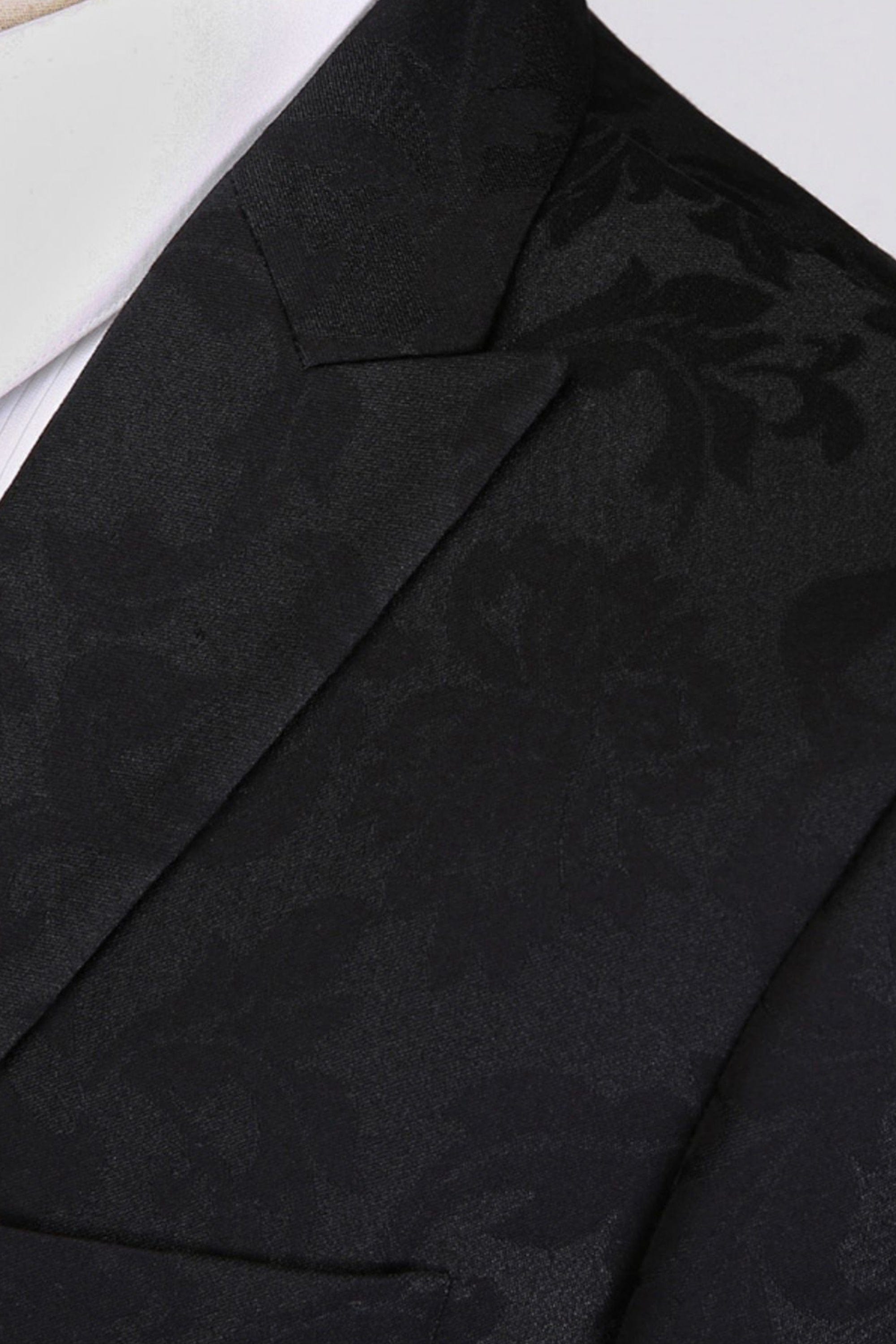Jacquard Slim Fit Wedding Business 3 Piece Suit Blazer Vest Trousers