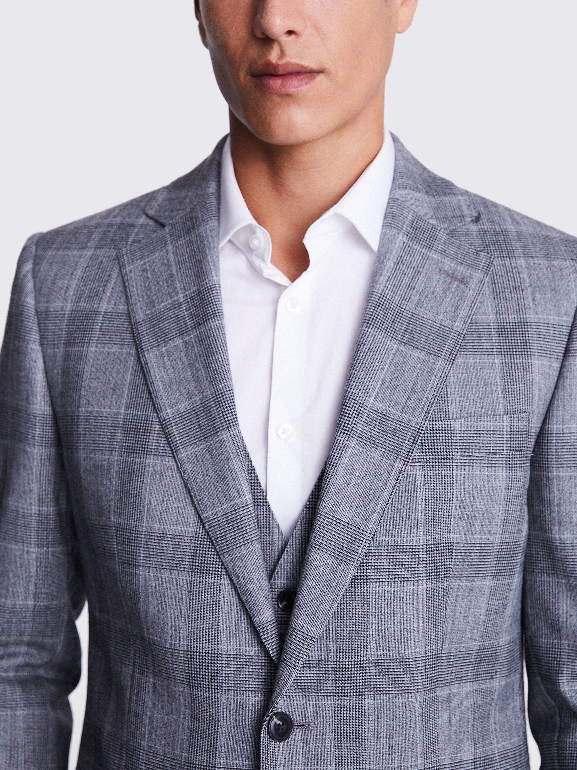 Plaid Notch Lapel Business 3 Piece Suit Blazer Vest Trousers