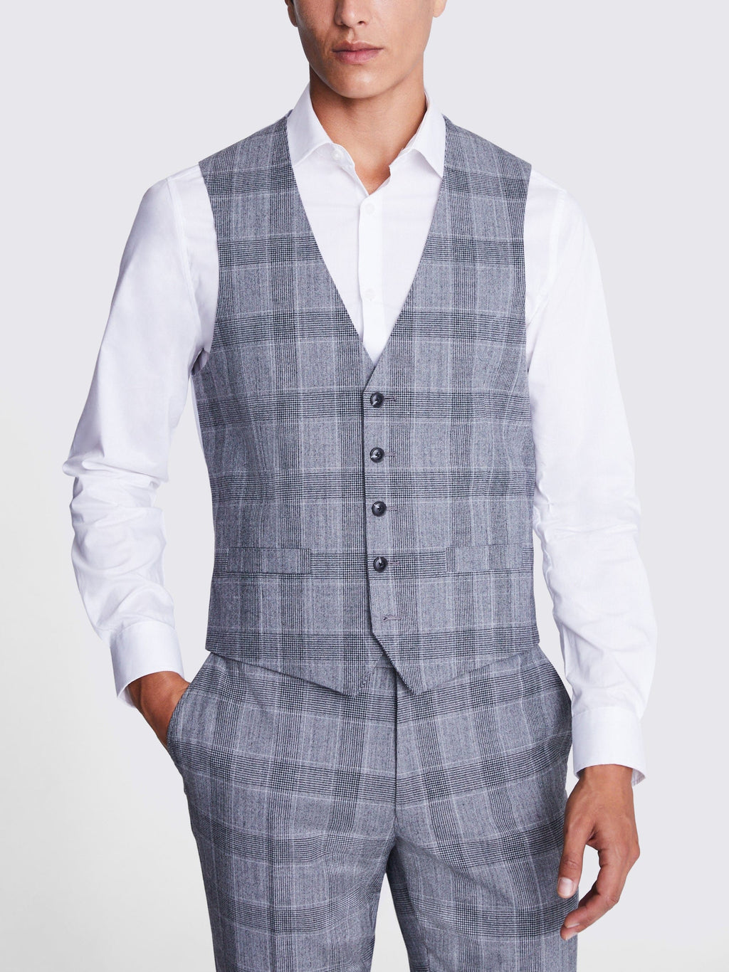 Plaid Notch Lapel Business 3 Piece Suit Blazer Vest Trousers