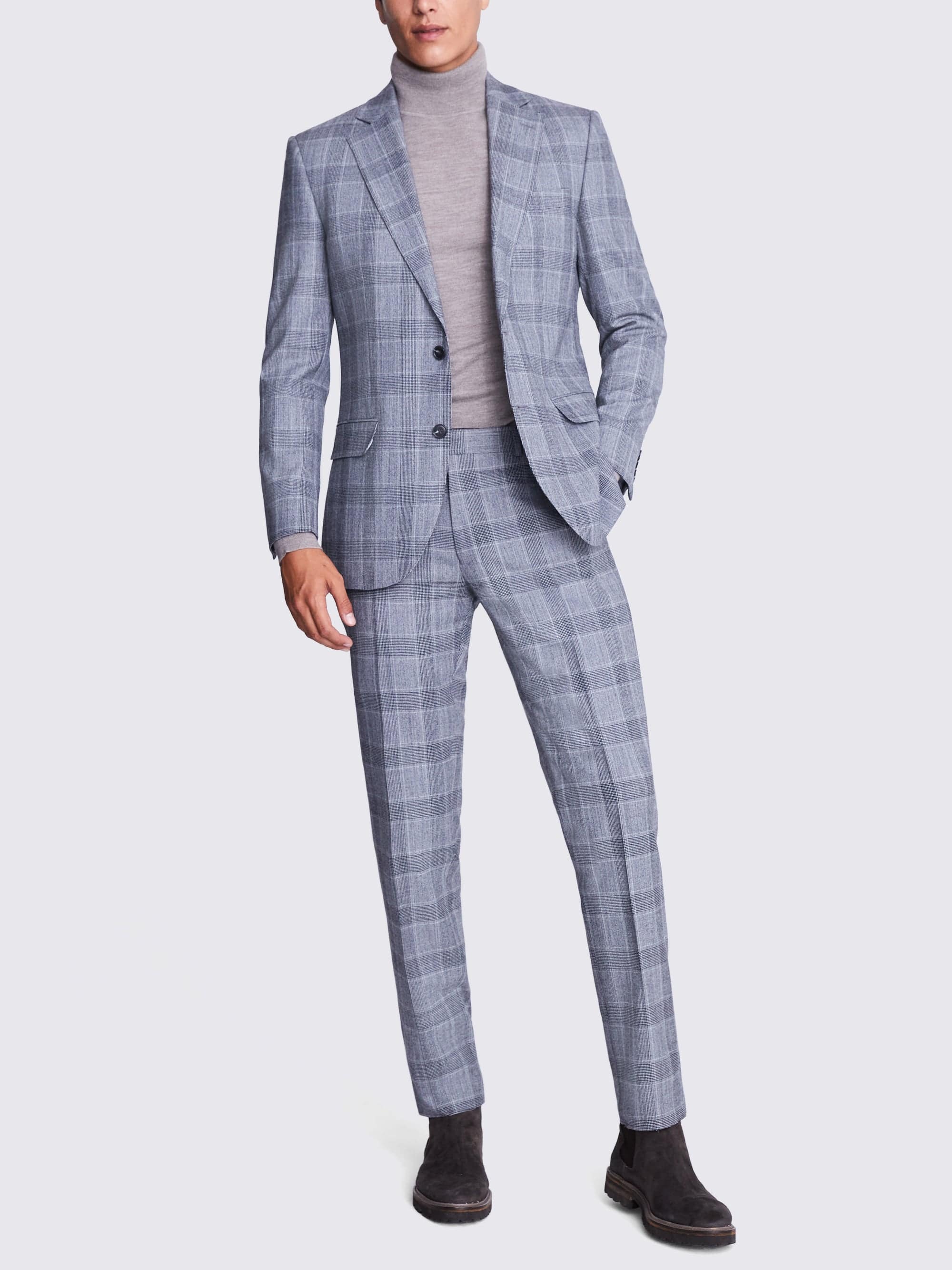 Plaid Notch Lapel Business 3 Piece Suit Blazer Vest Trousers