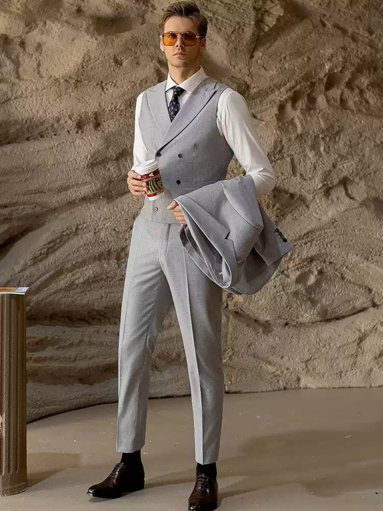 Slim Fit Wedding Business 3 Piece Suit Blazer Vest Trousers
