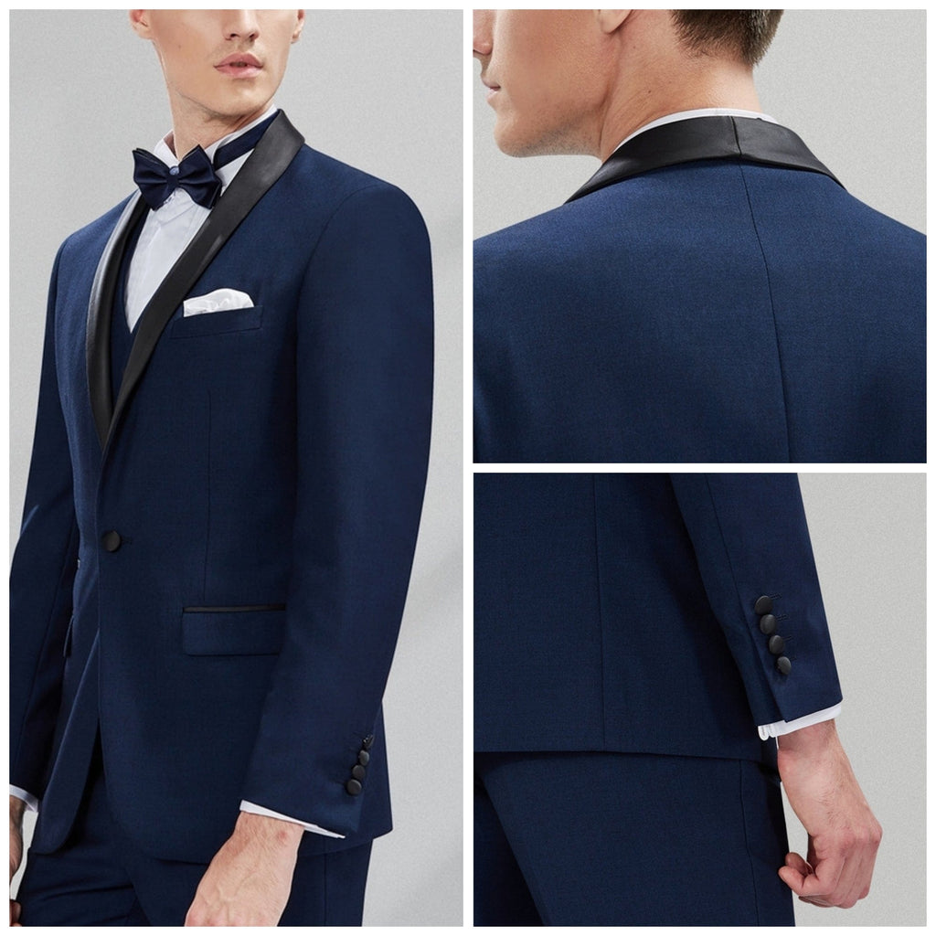 Shawl Lapel Slim Fit Wedding Tuxedo 3 Piece Suit Blazer Vest Trousers