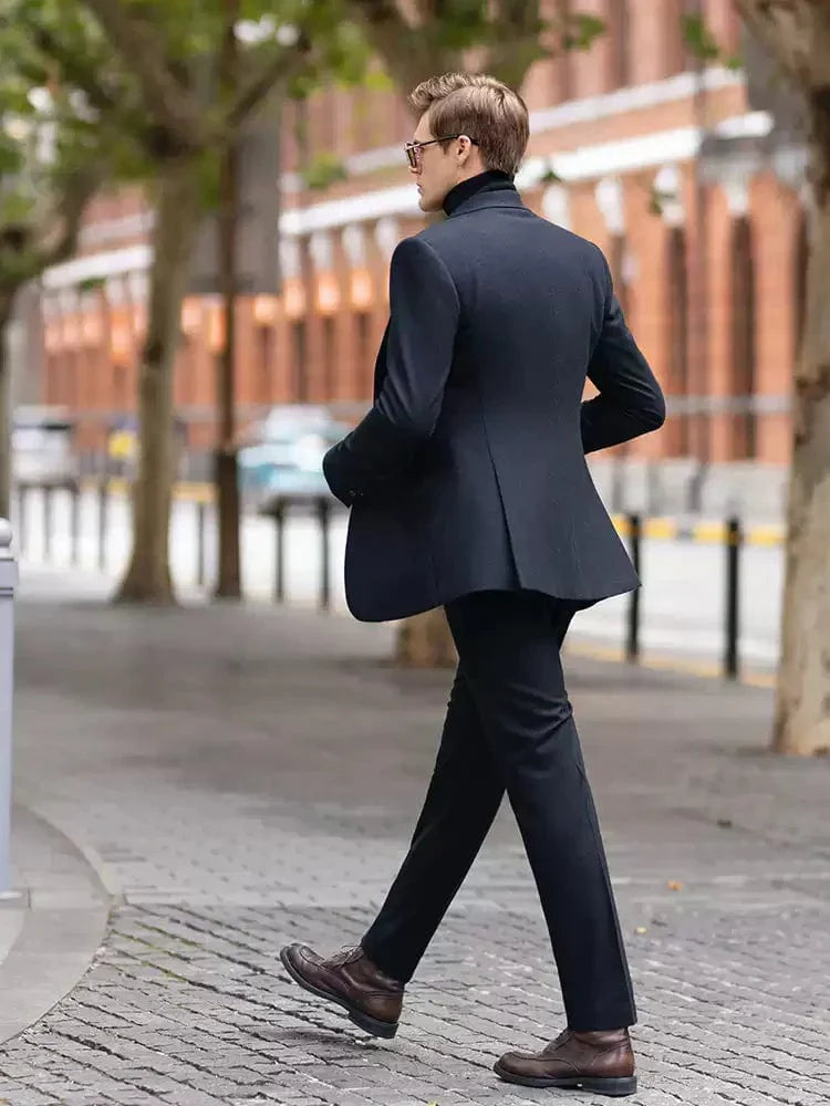 Tweed Peak Lapel 3 Piece Suit Blazer Vest Trousers