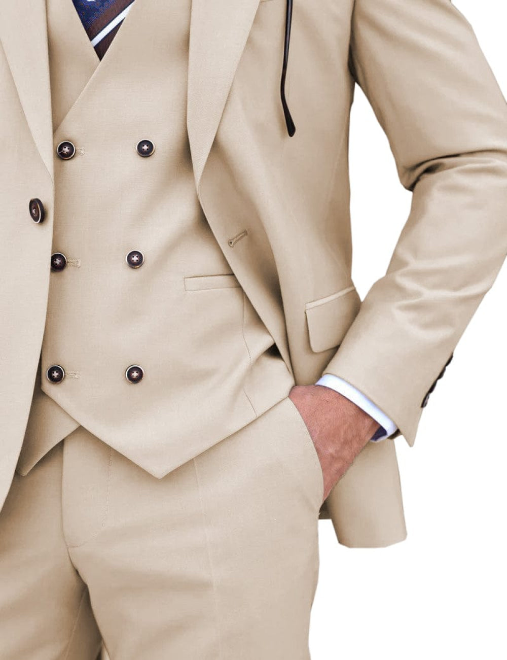 Peak Lapel 3 Piece Suit Blazer Vest Trousers