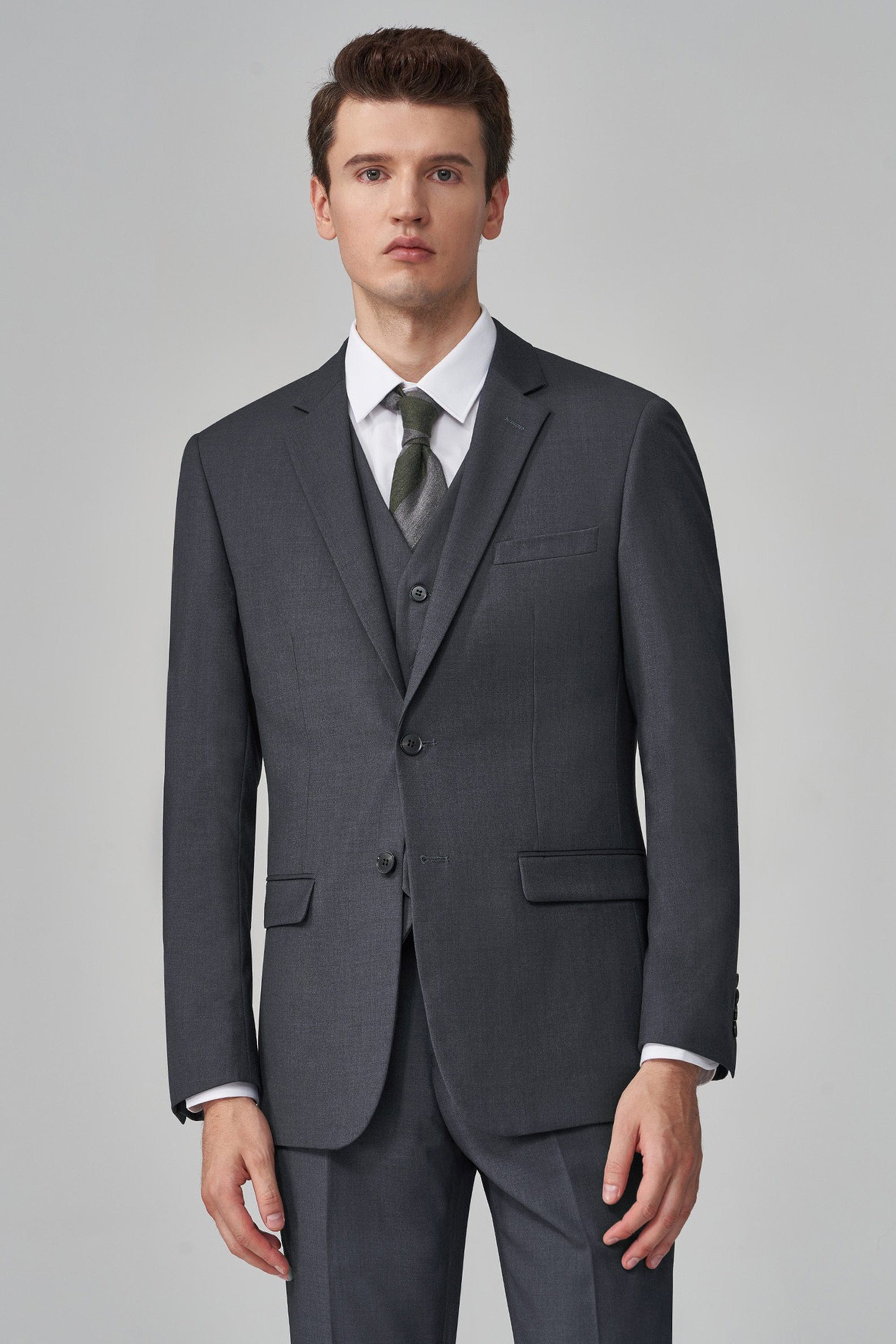 Notch Lapel 3 Piece Suit Blazer Vest Trousers