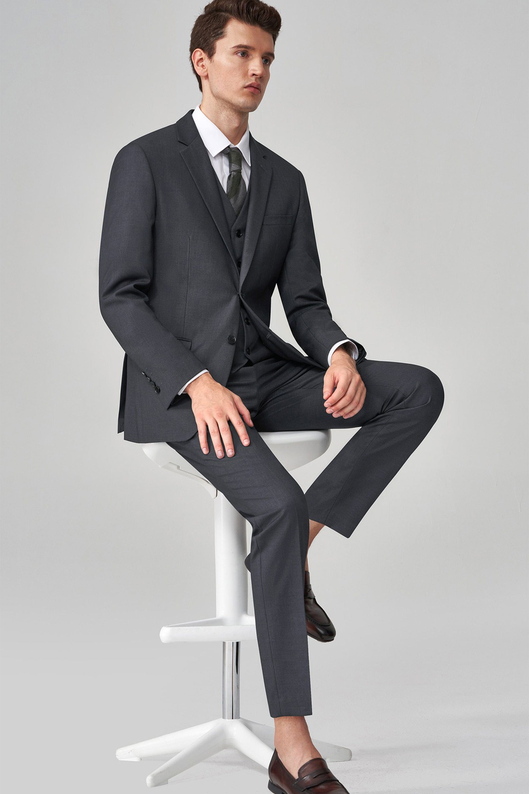 Notch Lapel 3 Piece Suit Blazer Vest Trousers