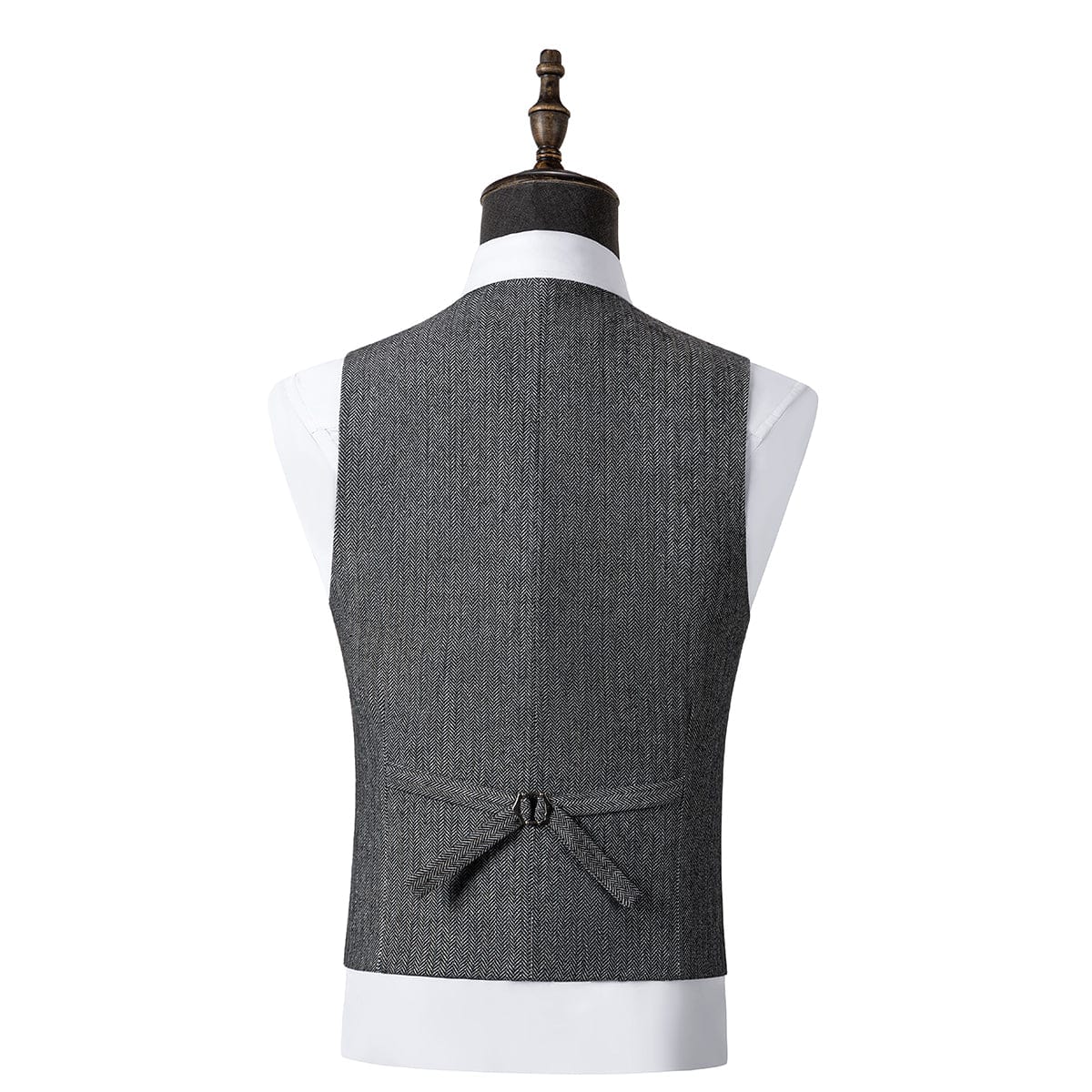 Herringbone Peak Lapel Business 3 Piece Suit Blazer Vest Trousers
