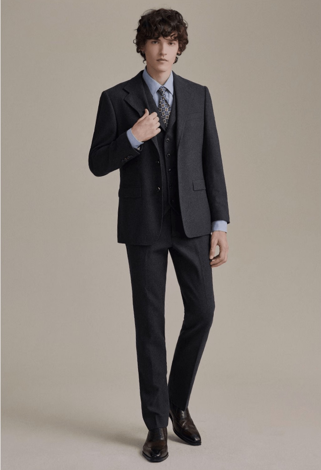 Tweed Slim Fit Wedding Business 3 Piece Suit Blazer Vest Trousers