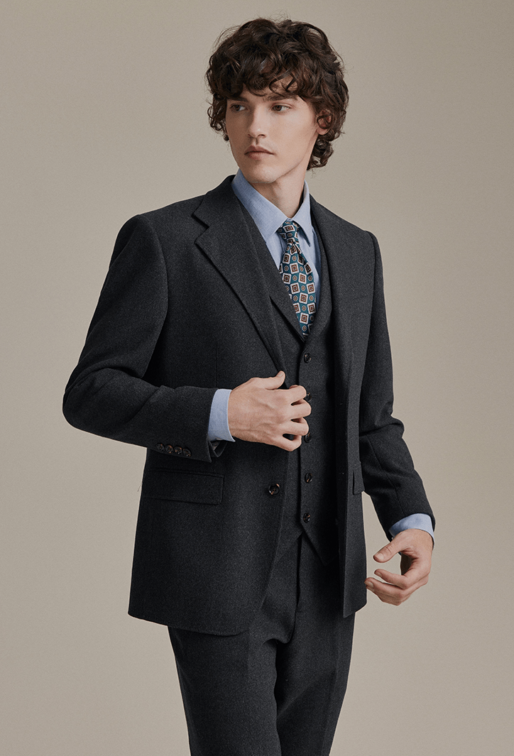 Tweed Slim Fit Wedding Business 3 Piece Suit Blazer Vest Trousers