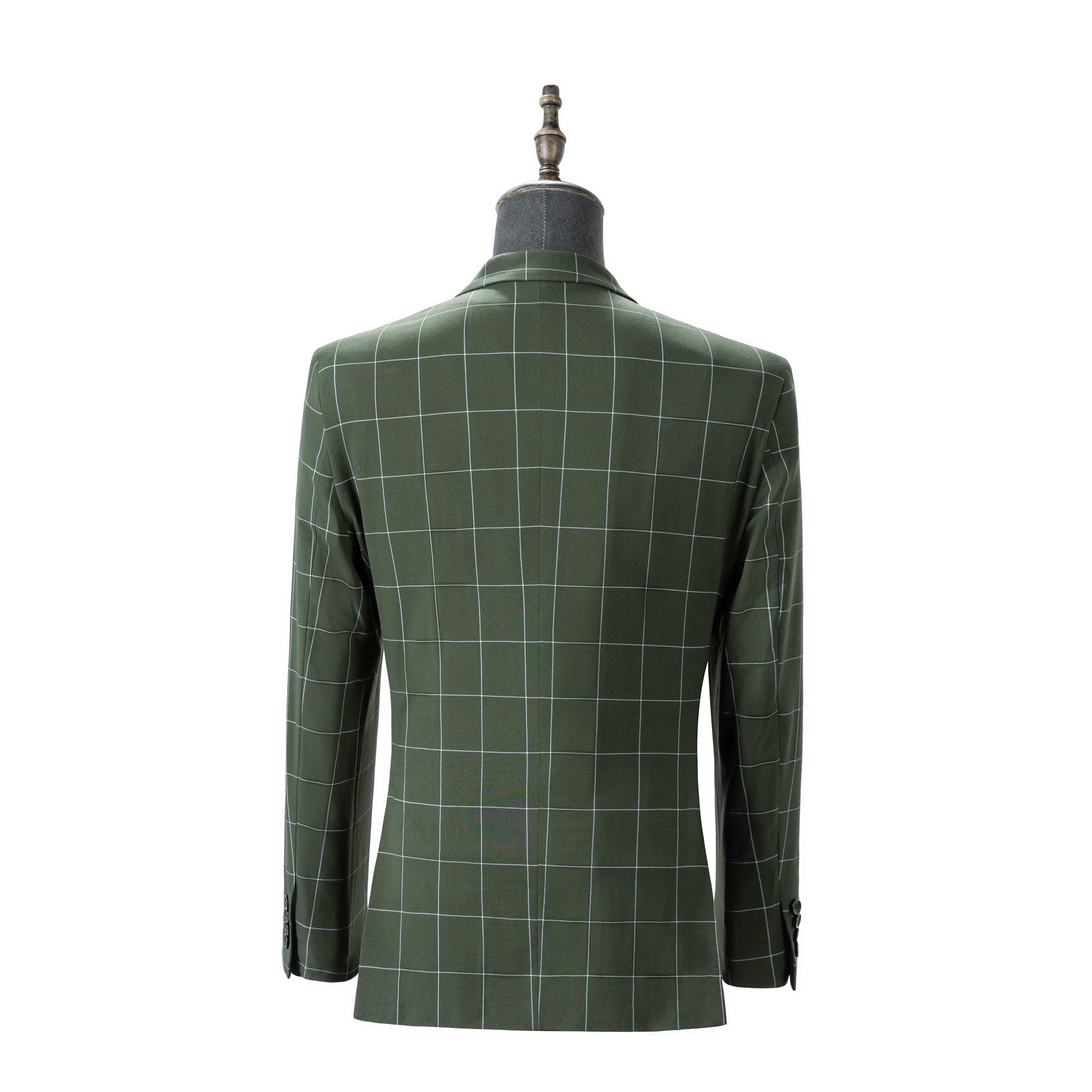 Plaid 3 Piece Suit Blazer Vest Trousers