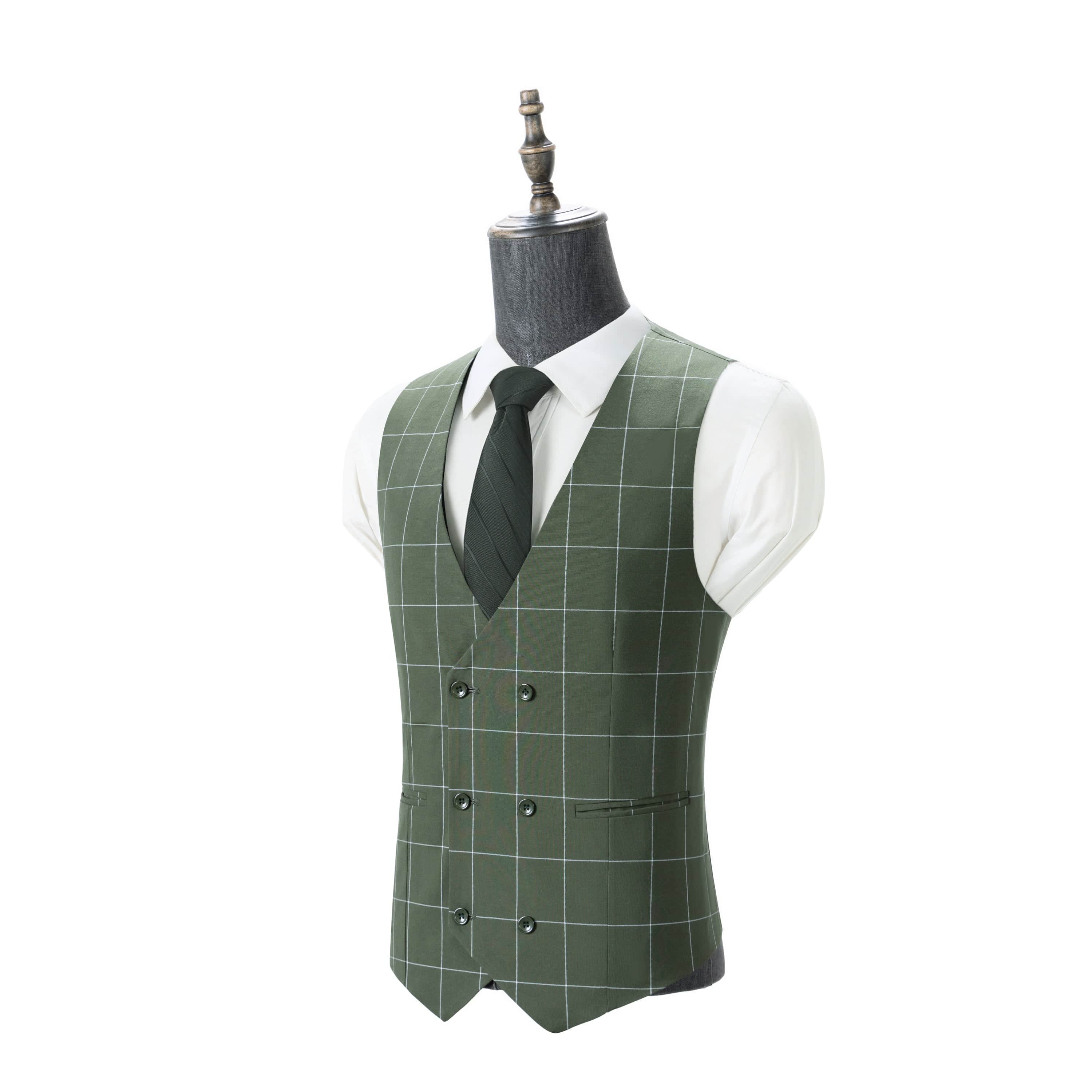 Plaid 3 Piece Suit Blazer Vest Trousers