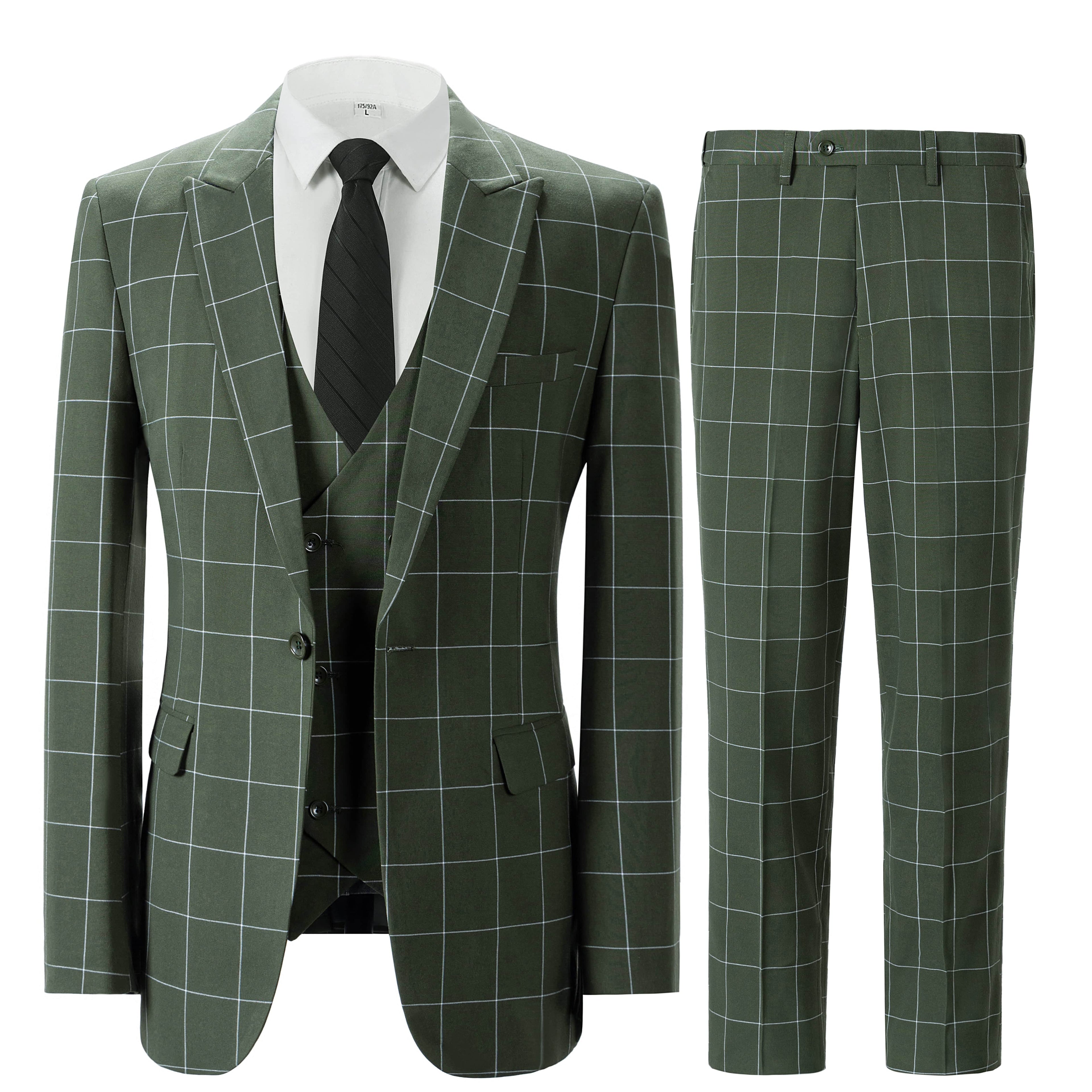 Plaid 3 Piece Suit Blazer Vest Trousers