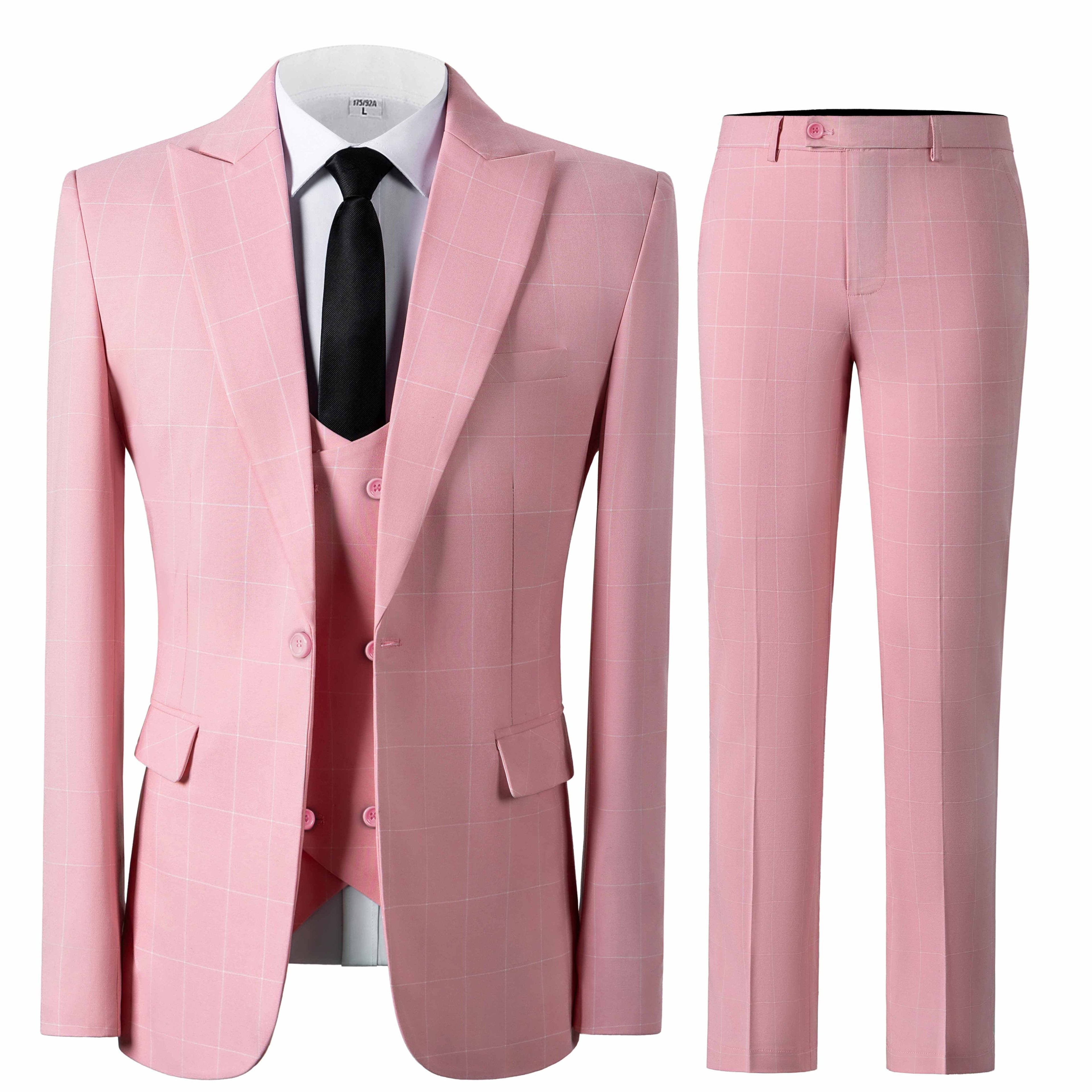 Plaid 3 Piece Suit Blazer Vest Trousers