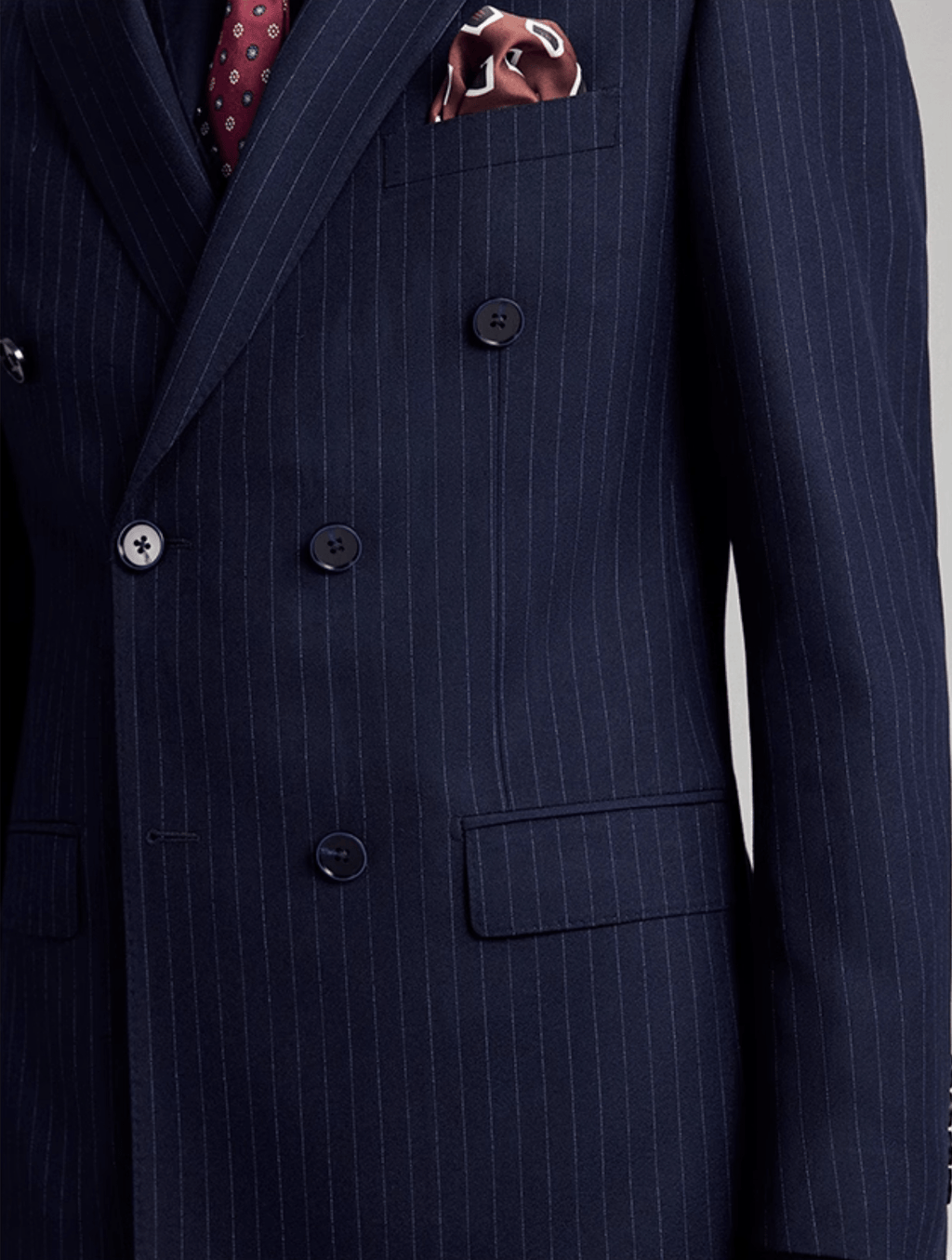 Striped Double Breasted Slim Fit Wedding Business 3 Piece Suit Blazer Vest Trousers