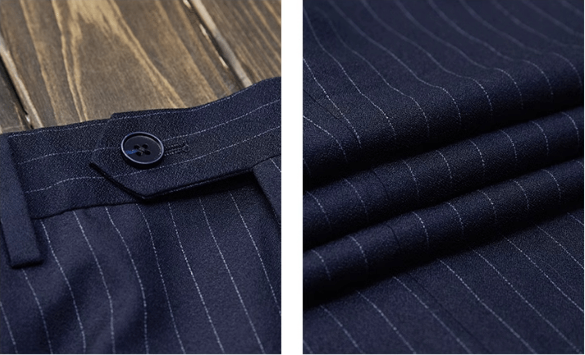 Striped Double Breasted Slim Fit Wedding Business 3 Piece Suit Blazer Vest Trousers