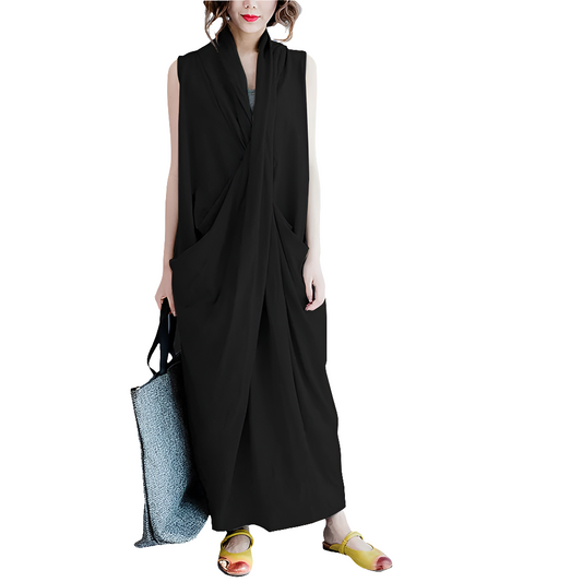 Oversized Asymmetrical Maxi Sundress – V-Neck Party Dress - Sprint Moda