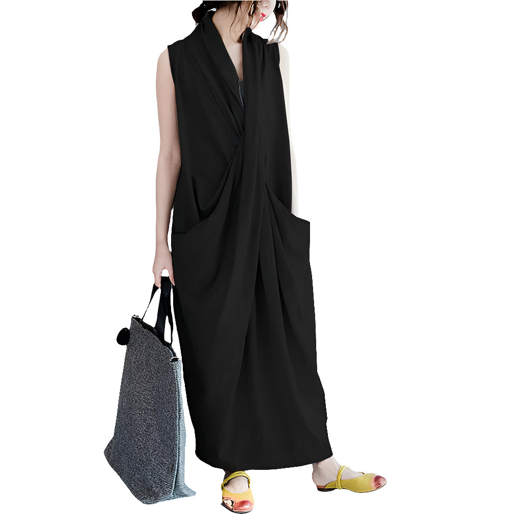 Oversized Asymmetrical Maxi Sundress – V-Neck Party Dress - Sprint Moda