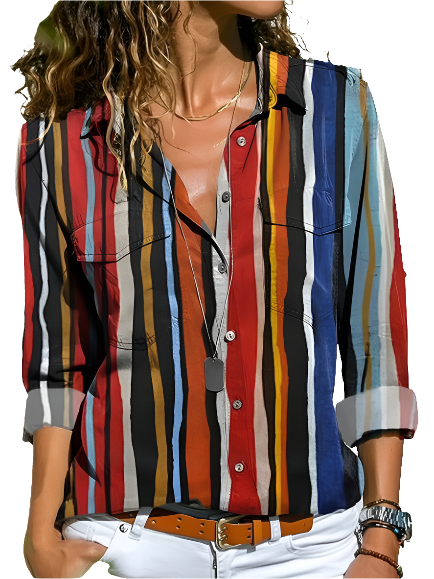 Elegant Fashion Women Stripe Shirt 