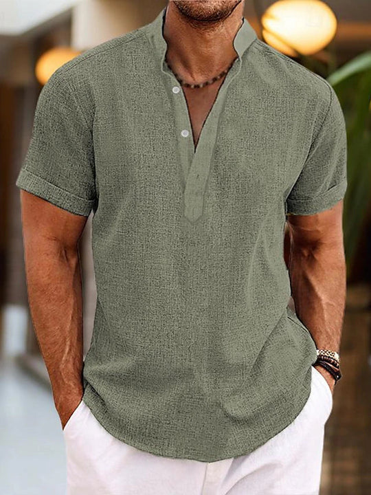 Henley Shirt Short Sleeve Summer