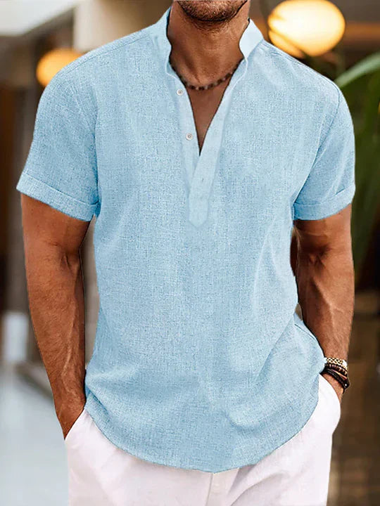 Henley Shirt Short Sleeve Summer