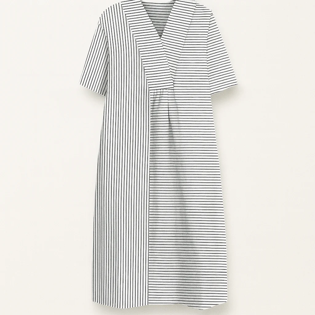 Wzorzysta letnia sukienka – oddychający materiał, lekka konstrukcja, luźny krój