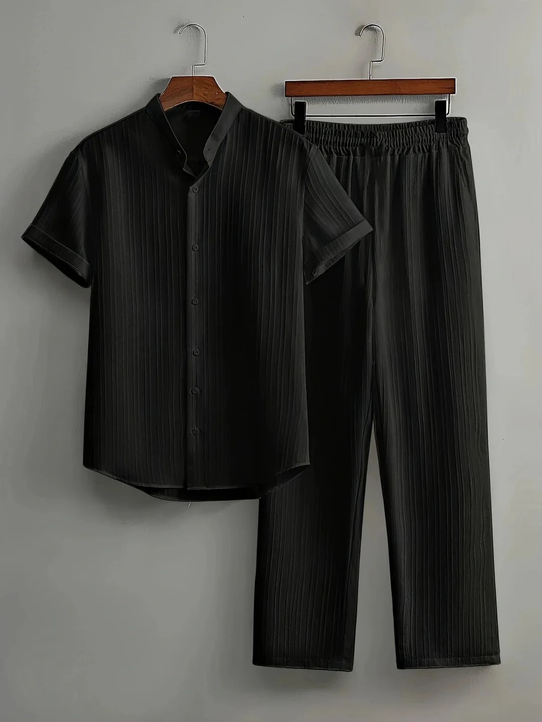 Zestaw Męski Koszula Stójka Spodnie Letni