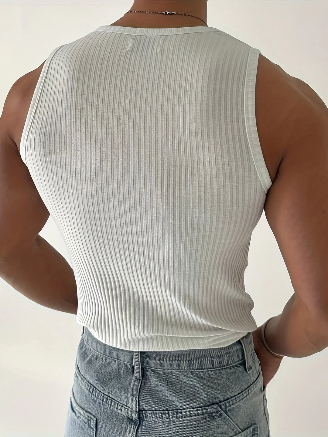 Tank Top Sportowy Męski Prążkowany Lato
