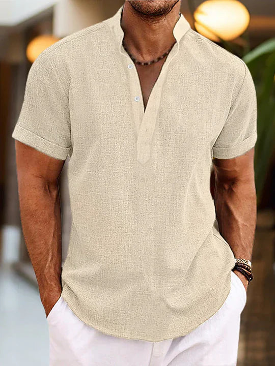 Henley Shirt Short Sleeve Summer