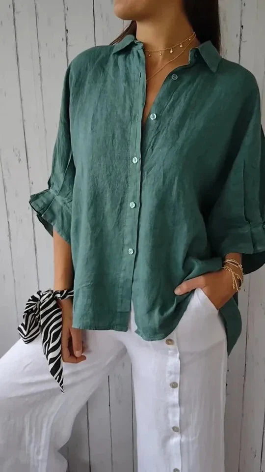 Women’s Casual Cotton and Linen Blend Shirt