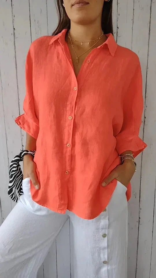 Women’s Casual Cotton and Linen Blend Shirt
