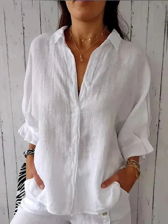 Women’s Casual Cotton and Linen Blend Shirt