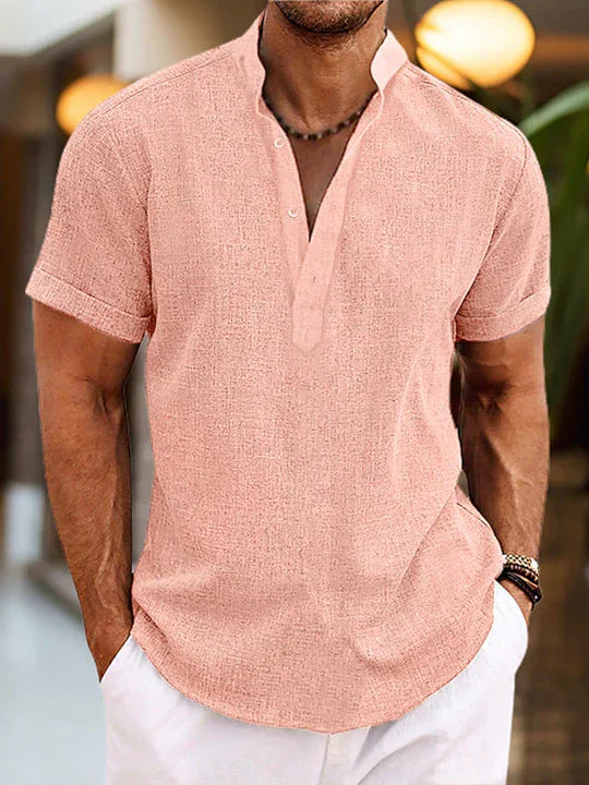 Henley Shirt Short Sleeve Summer