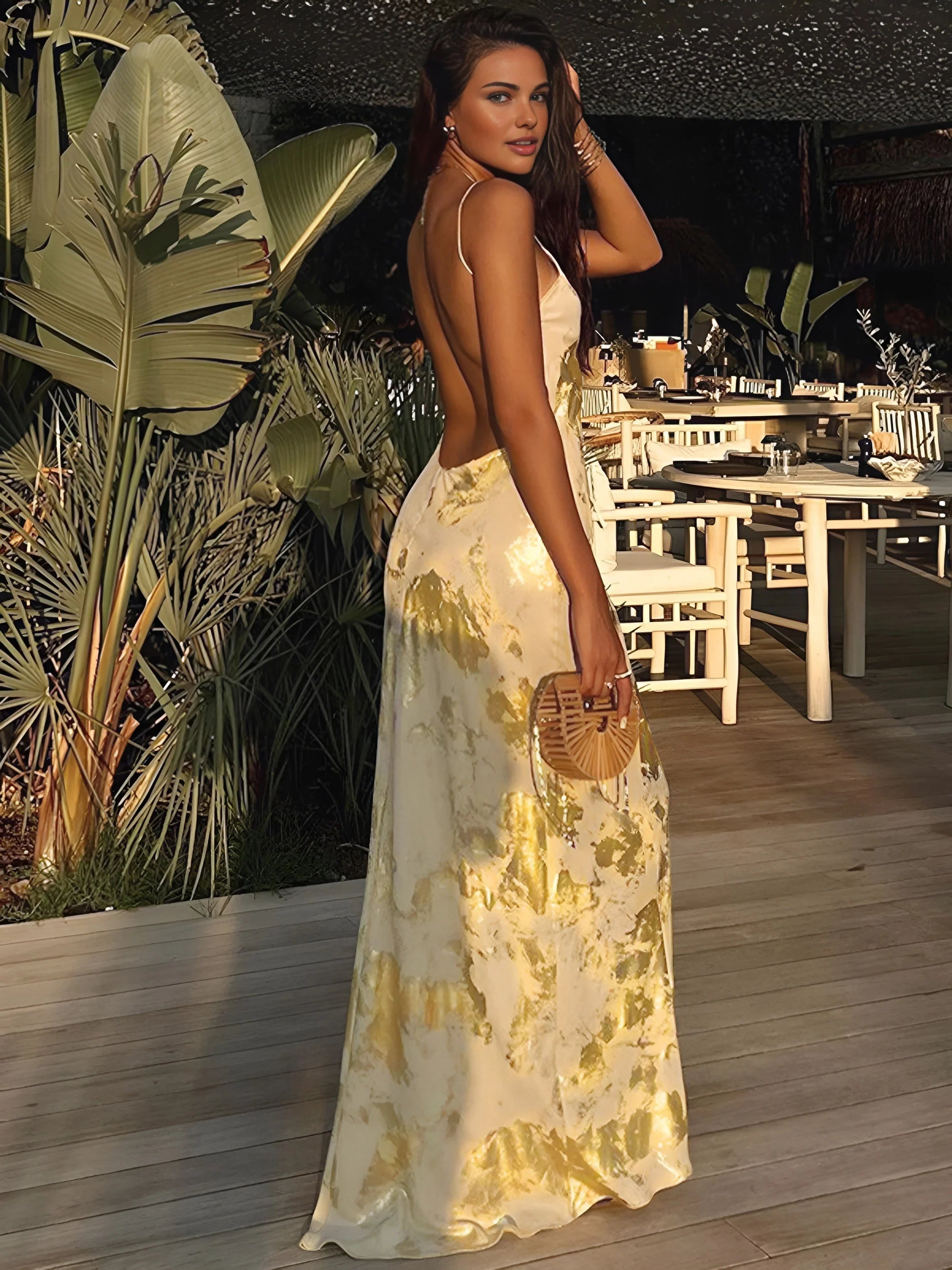Women’s Silky All-Over Print Summer Evening Dress
