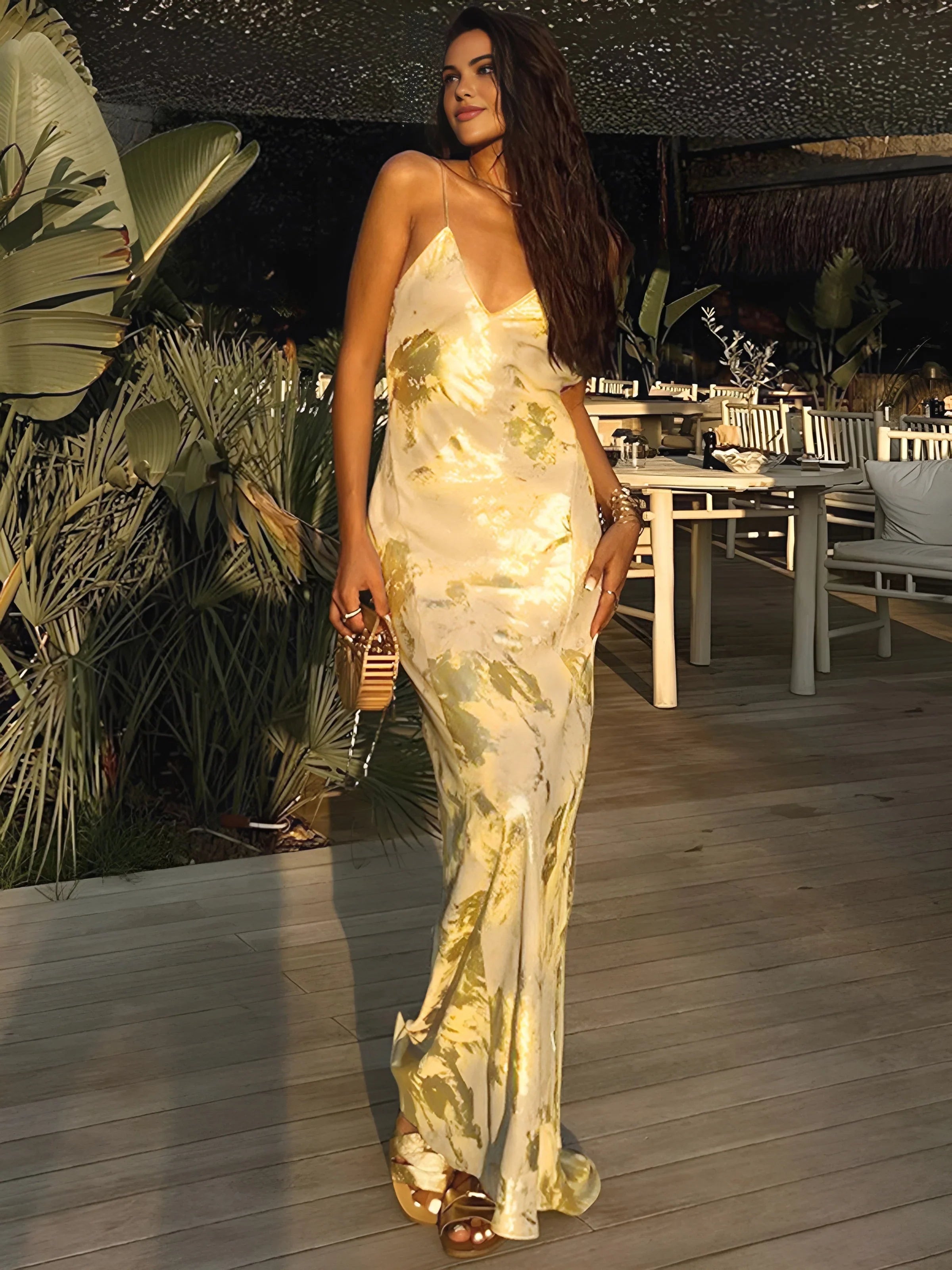 Women’s Silky All-Over Print Summer Evening Dress