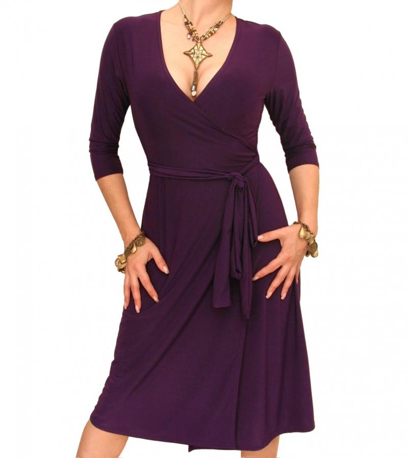 Women's Elegant Purple Stretch Wrap Dress