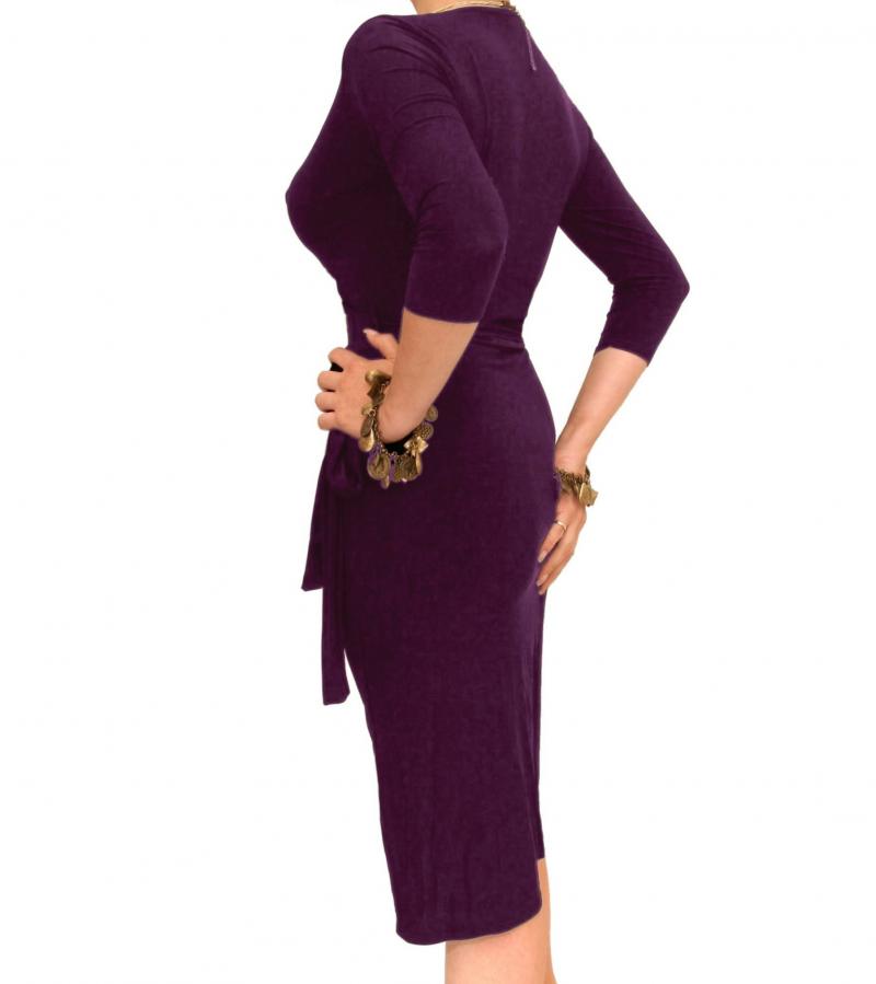 Women's Elegant Purple Stretch Wrap Dress